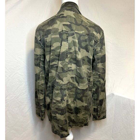 Lucky Brand Camo Button Up Zip Utility Jacket Womens Long Sleeve Collared - Picture 5 of 7